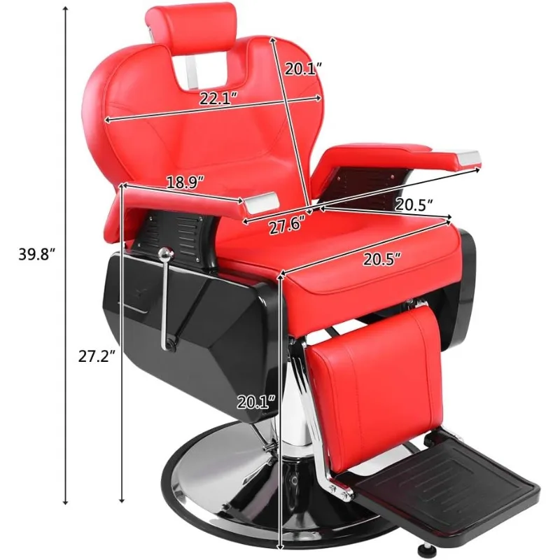 Reclining Barber Chair All Purpose for Hair Stylist Tattoo, Heavy Duty Styling Chair with 360 Degree Swivel Hydraulic Pump