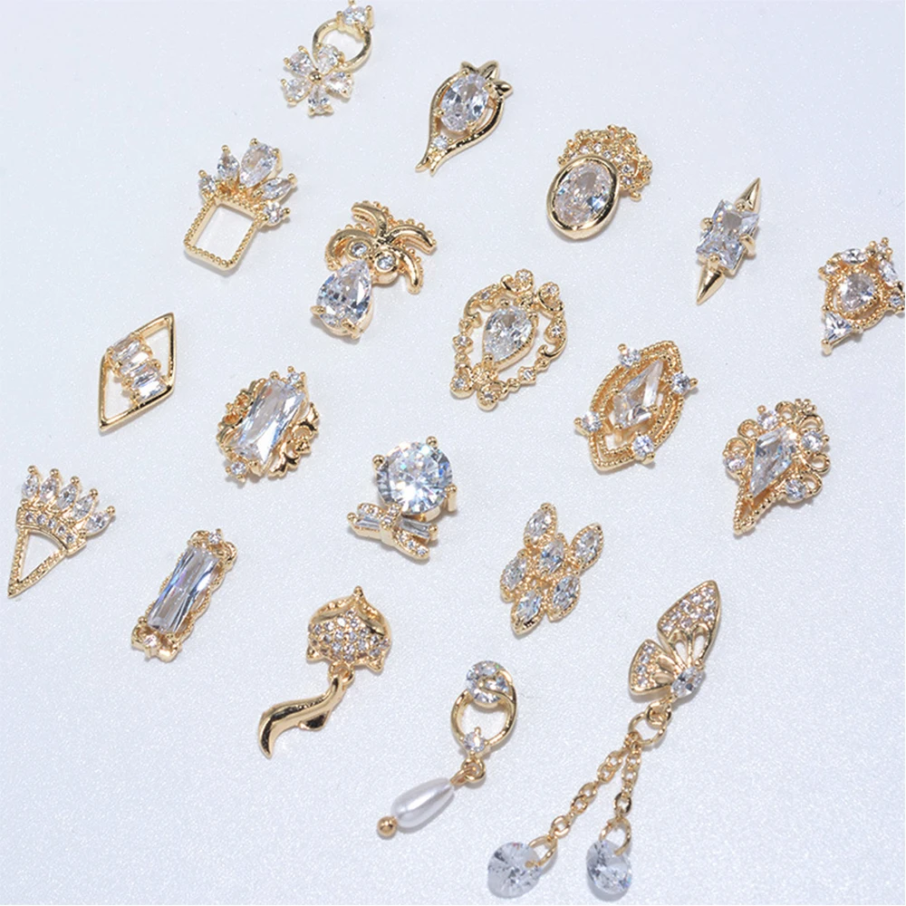 3d Luxe Bloem Manicure Accessoires Nail Art Decoraties Crystal Nail Zirkoon Nagel Steentjes Hanger Ketting Nagel Sieraden