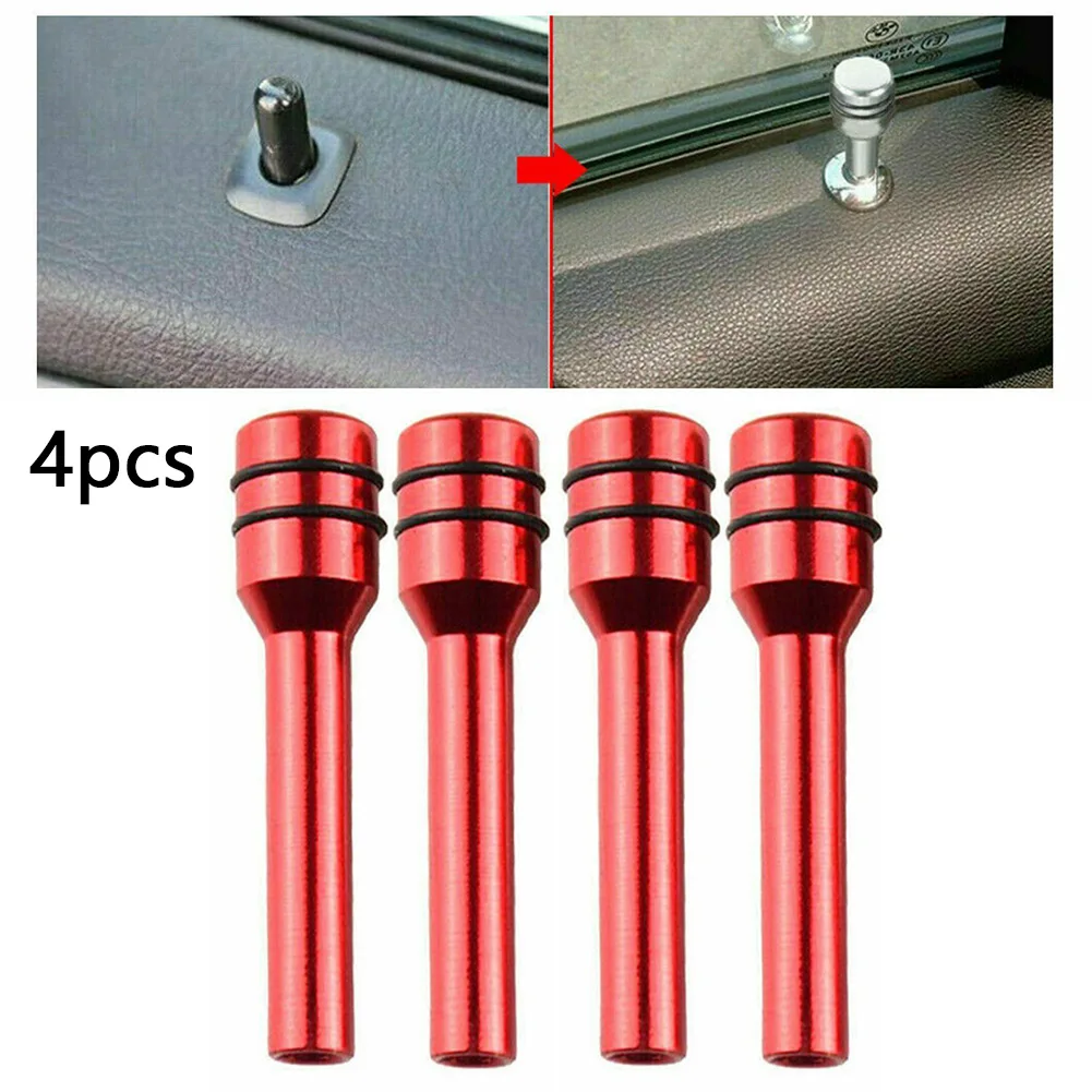 4x plata/rojo/negro puerta Interior de coche LKnob Pull Pins cubierta aleación de aluminio accesorios de automóvil para todos los coches/camiones