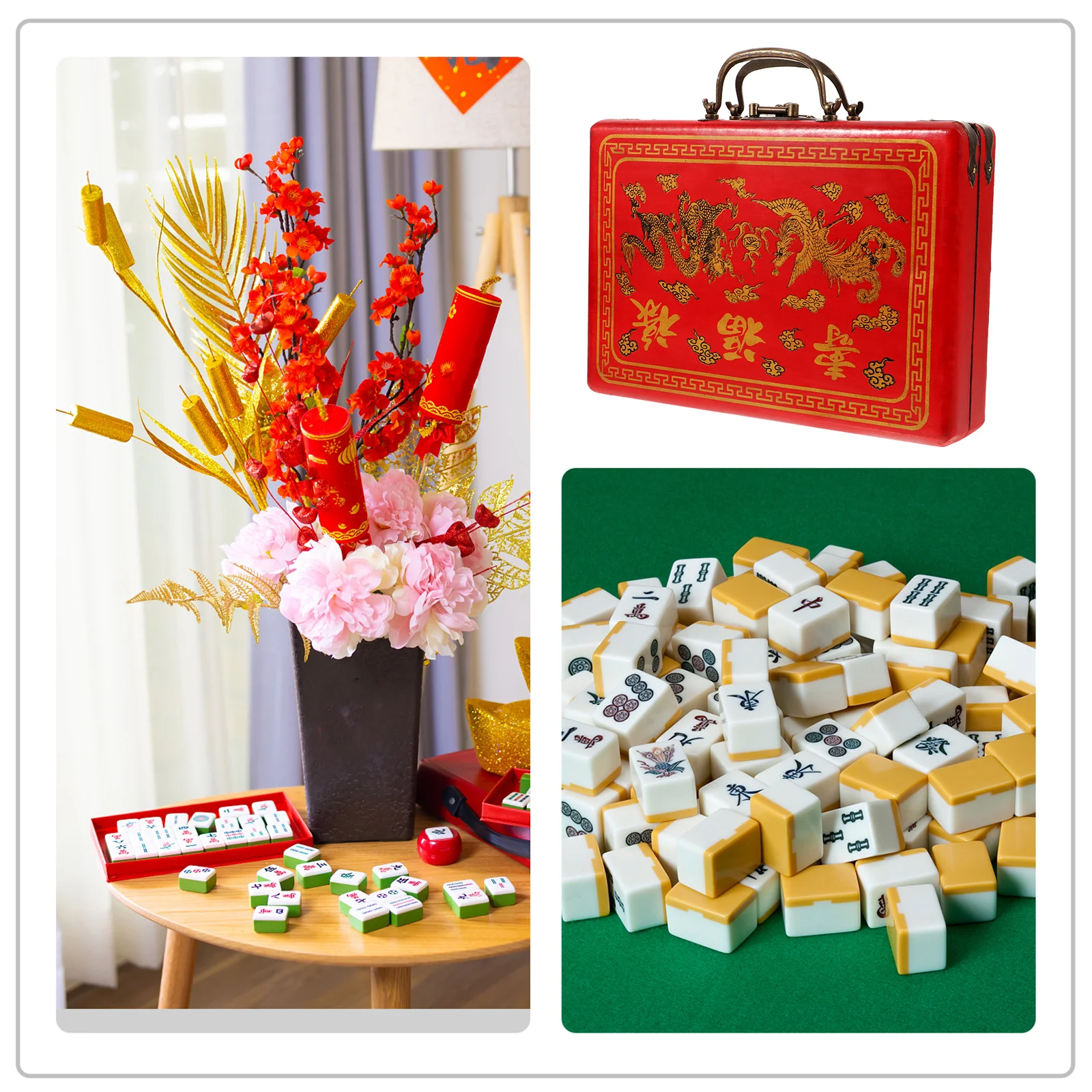 Exquisite Mahjong Gift Box Wooden Storage Container for Tiles Set Easy Carry Handle Design Suitable for Gifting Collectors