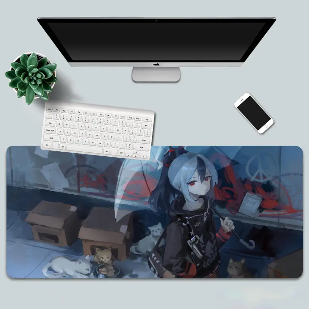 Fashion Game Blue Cute Onikata Kayoko Mouse Pad Non-Slip Rubber gaming Edge locking mousepads Game play kawaii mats for notebook