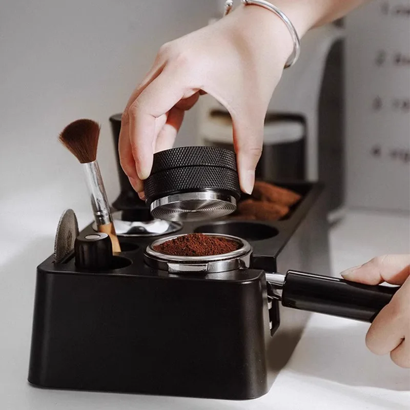 

51/53/58mm ABS Coffee Portafilter Rack Distributor Holder Espresso Tamper Mat Stand Espresso Knock Box Coffeeware Teaware