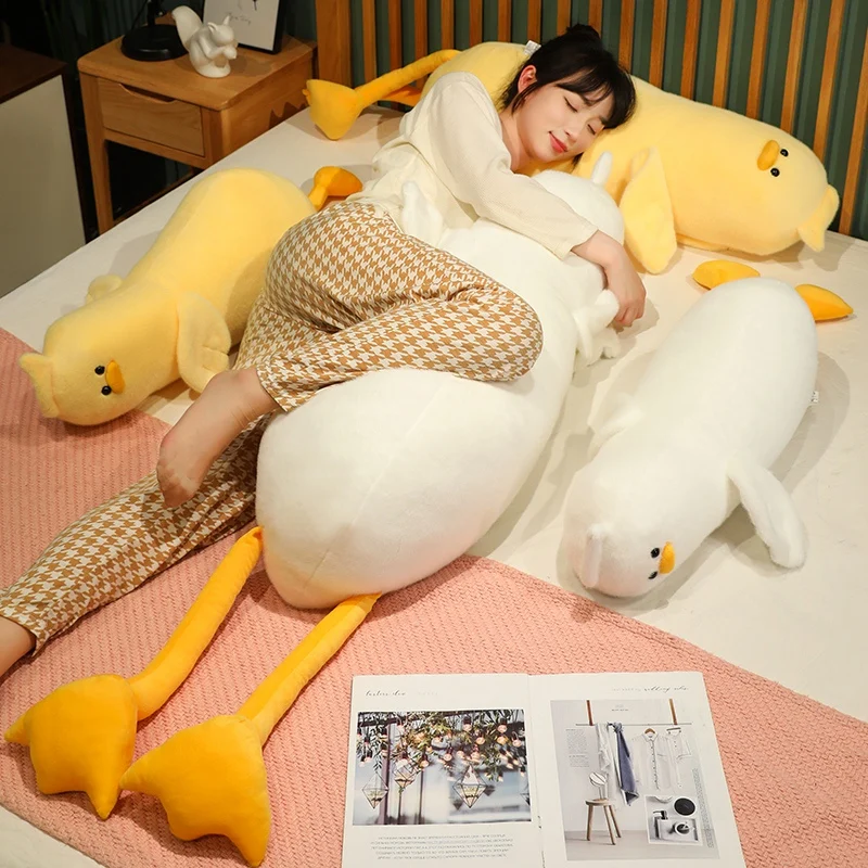 

90cm Lovely White Yellow Duck Plush Toys Cartoon Stuffed Animal Duck Dolls Sleeping Pillow For Baby Girls Birthday Gifts