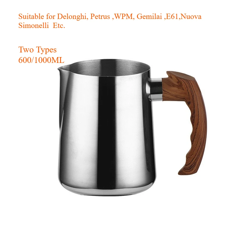 Espumador de leche de 600/1000ML para cafetera Delonghi/Petrus/WPM/Gemilai/E61, batidora de leche, vaso espumador, accesorios para barista