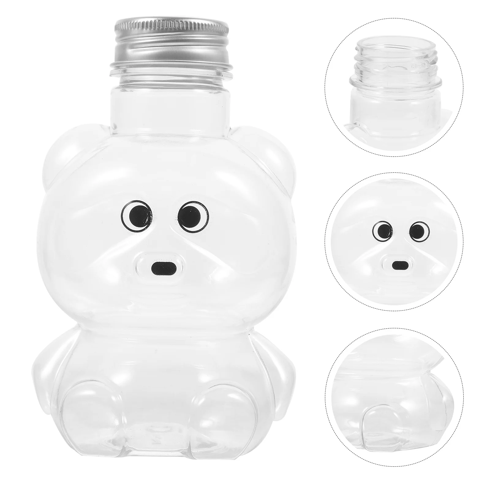 4 Stuks Dierlijke Vorm Plastic Sap Flessen Helder Lekvrije Kleine Melk Thee Pot Honing Opslag Sap Fles Melk Thee potten