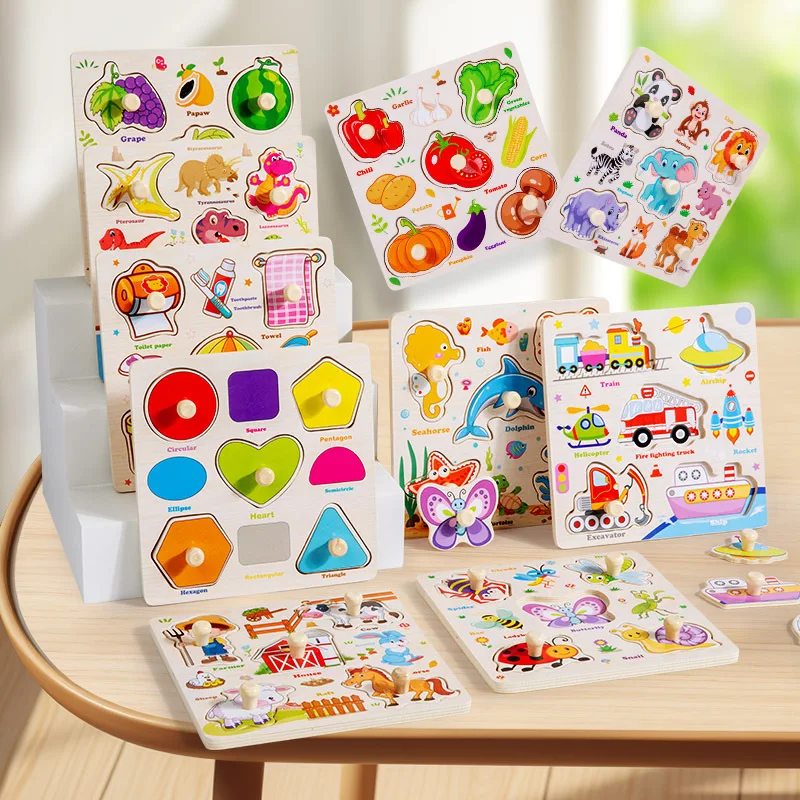 

Wooden nails baby ranch animal claw board puzzle, early education children's educational wooden three-dimensional puzzle puzzle