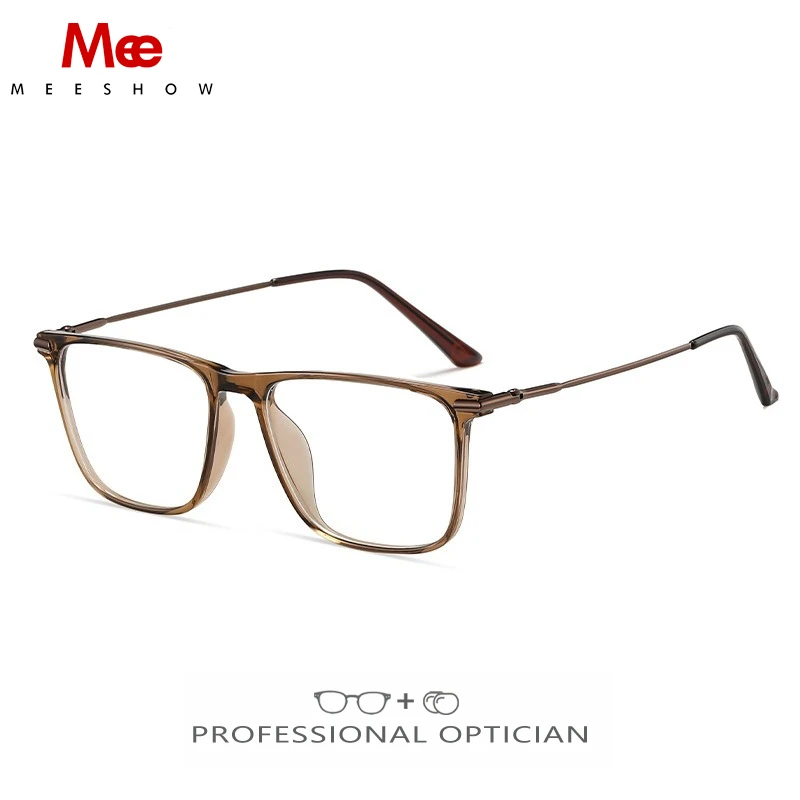 

MEESHOW Titanium Classic Men's TR90 Frame Anti Blue Light Prescription Glasses Photochromic Progressive Reading for Women
