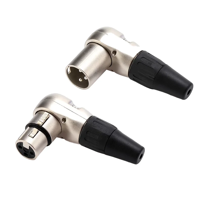 5/20PCS 3 pole Right angle XLR connector Male Female XLR 3 Pin micphone Plug Audio Cable Connector Multi-directional connector