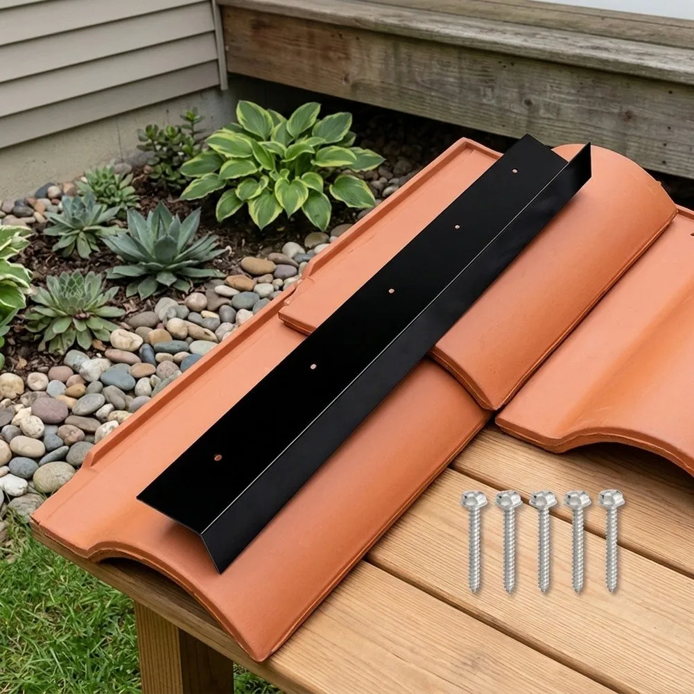 For Multi-Functional Rainwater Channel Guide Device for Roof Drainage System Metal 38.6x4.7in Black Single Piece