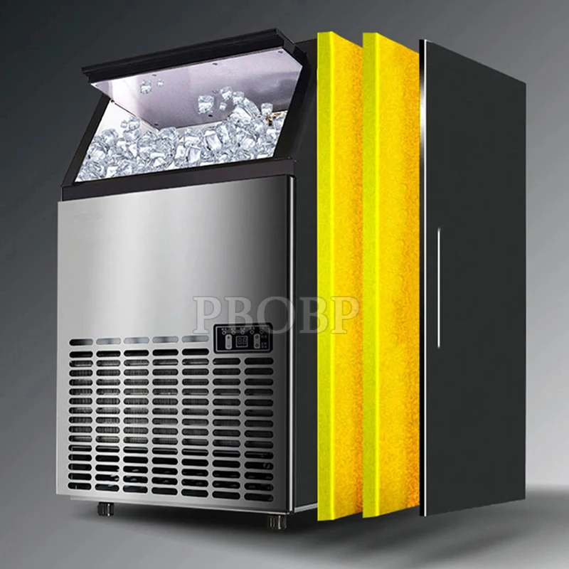 PBOBP Automatic Square Ice Maker, Stainless Steel Square Ice Making Machine With Smart Display for Business Hotel