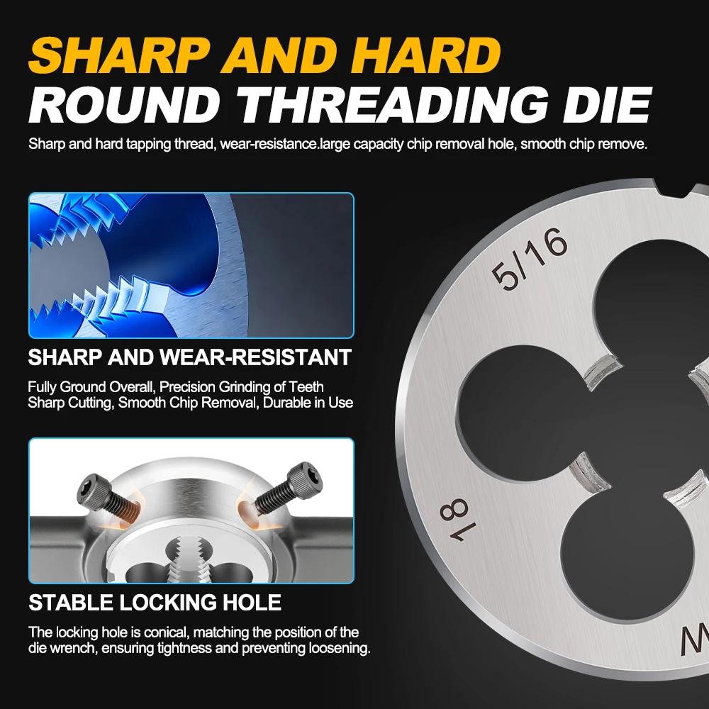 나사 탭 및 원형 다이 세트 HSS 나사 탭 BSW 5/32-32 3/16-24 1/4-20 5/16-18 1/2-12 5/8-11, 플러그 탭 수공구 2 개