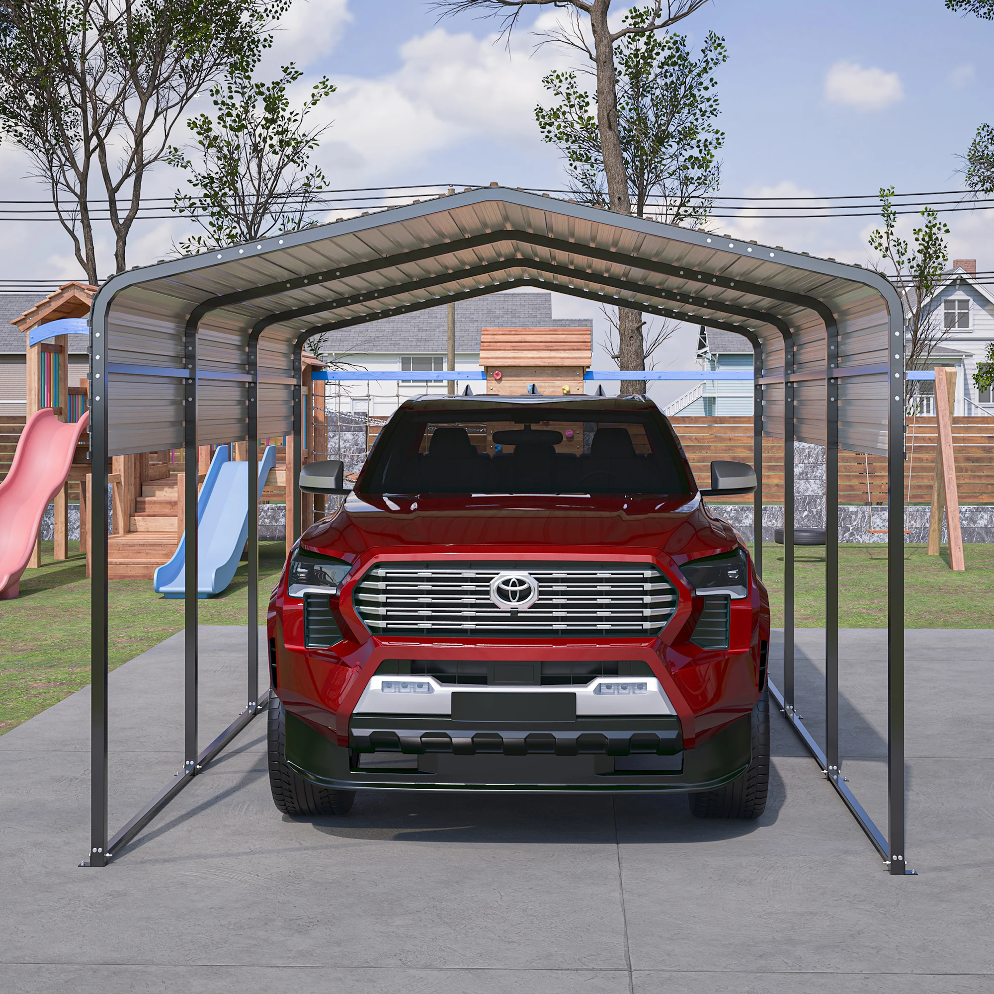 

10x15 Metal Carport Carports with Enhanced Base Heavy Duty Garage Outdoor Galvanized Car Shelter for Car, Boats and Truck