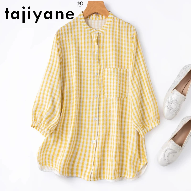 

TAJIYANE 76% Mulberry Silk Shirt Women Fashion Printed Shirts Dry Silk Spring Tops Woman Clothes 2026 New Arrivals Blouse топ