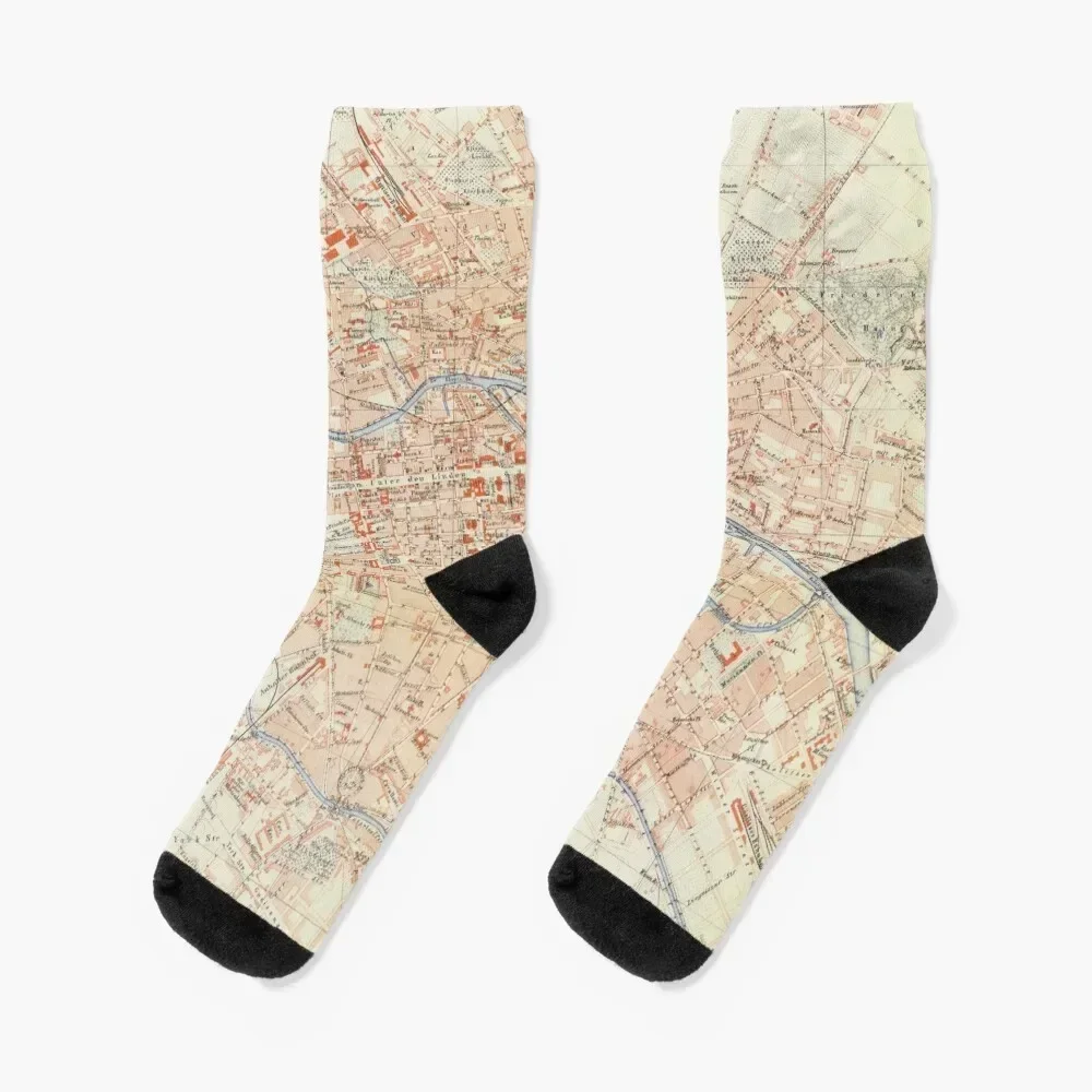 

Vintage Map of Berlin Germany (1877) Socks Children's short Run Christmas Socks For Women Men's