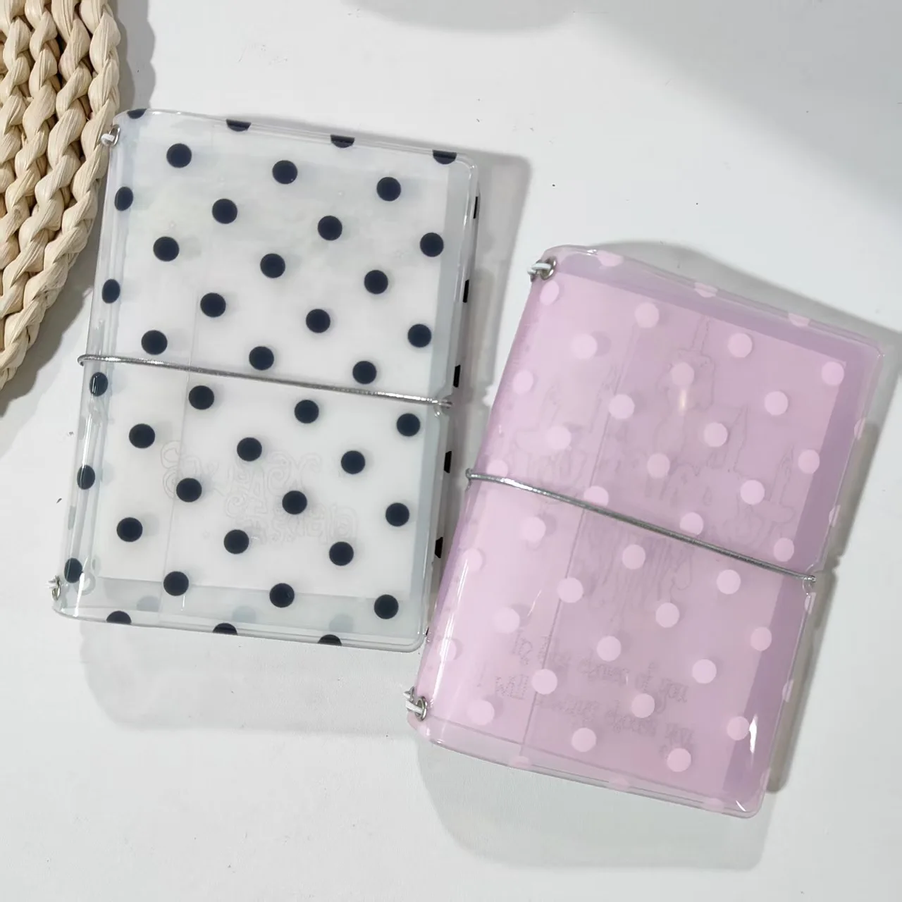 Durable Polka Dot Print Passport Holder Elastic Band Design Transparent Passport Cover Portable Clear TN Notebook Cover Travel