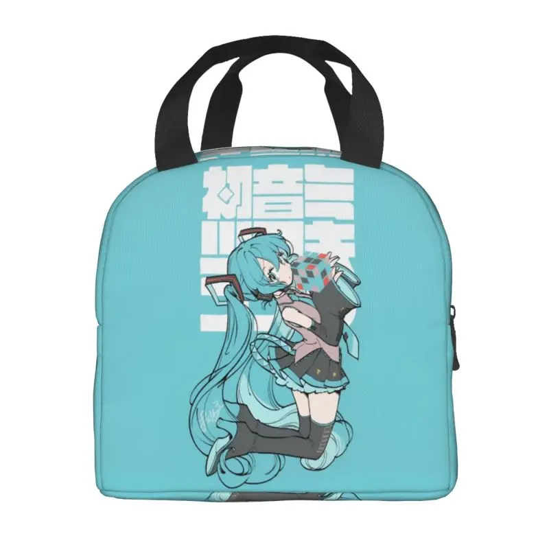 Custom H-Hatsunes Insulated Lunch Bag Portable Mikus Y2k Vocaloid Cartoon Movie Cooler Thermal Lunch Tote Office Picnic Travel view 2