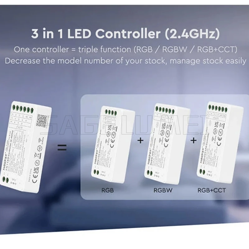 Imagem -03 - Miboxer Wifi Controlador para Lâmpada Led Luz Única Cor Dual White Rgb Rgbw Rgbcct Cob Dc1224v Fut035s em 2in 1