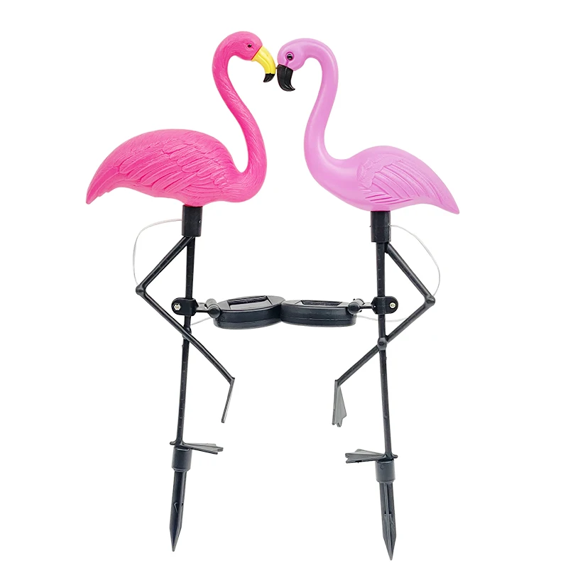 flamingo como levou lampada solar impermeavel em pe decoracao ao ar livre jardim patio passagem terra rosa 01