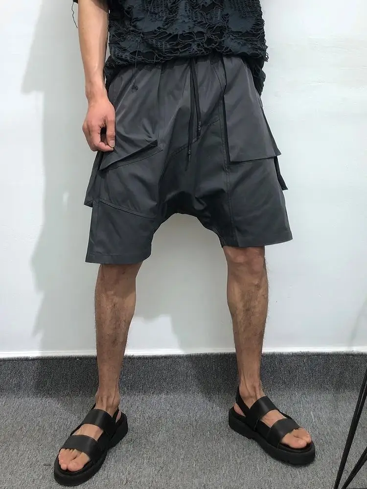 

Men's Plus Size Darkwear Pants Summer Loose Drop Crotch Harem Pants Gothic Streetwear Hip Hop Wide Leg Cargo Shorts