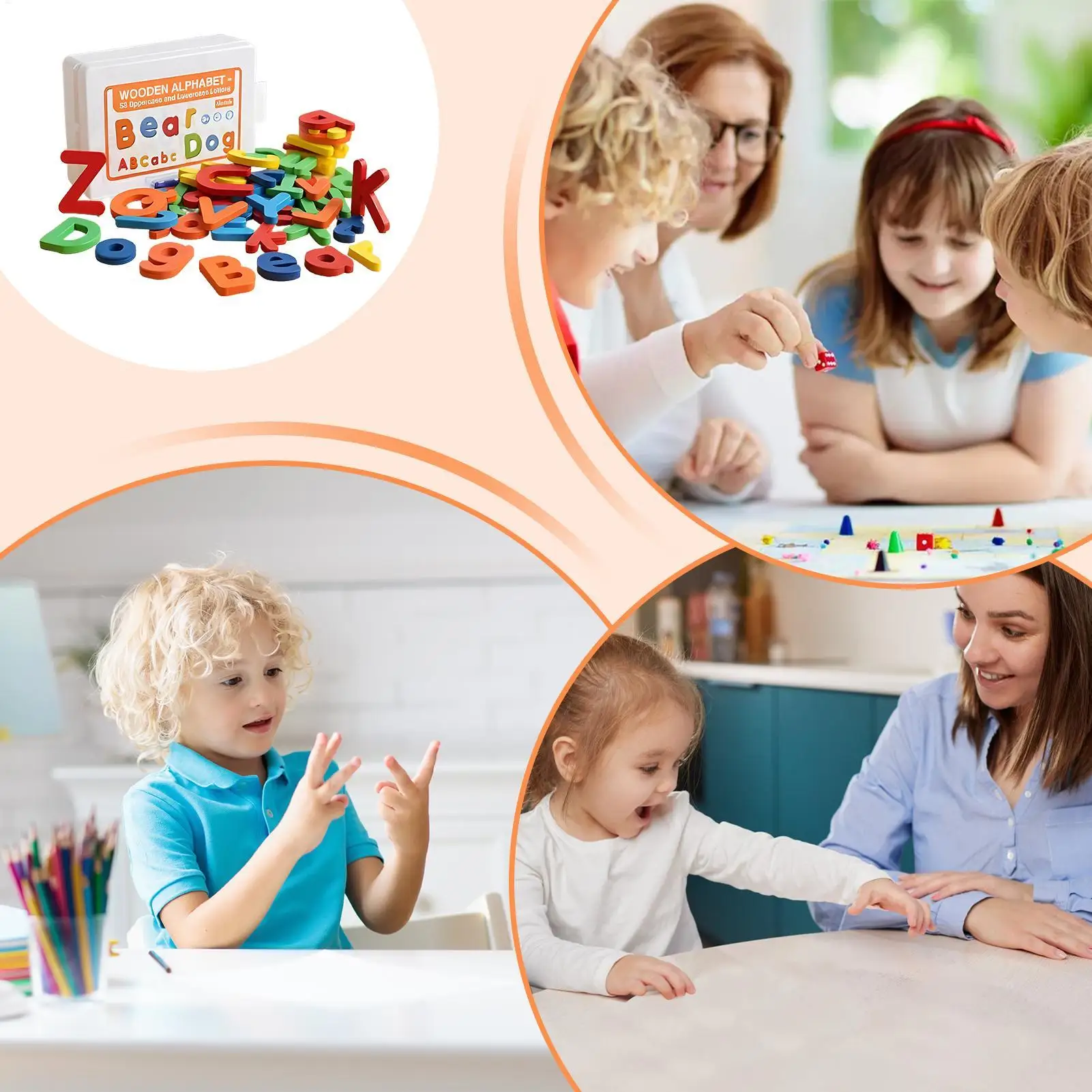 

Игрушки для обучения алфавиту, 52 шт., деревянные игры для правописания, развивающие игрушки для раннего детства, домашнее обучение, чтение