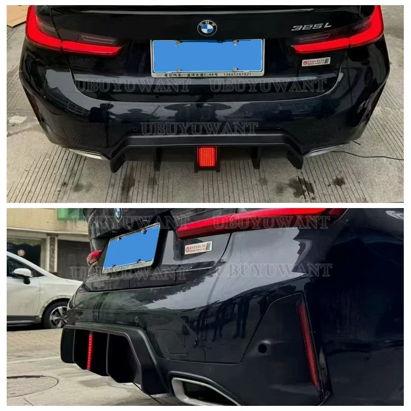 Carbon Fiber Printing Rear Bumper Diffuser Lower Spoiler For  BMW New 3 Series G20 320i 325i 330i 2022 2023 2024+