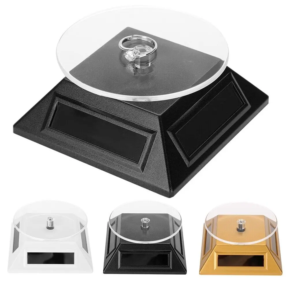 1Pcs Solar Showcase For 360 Degrees Turntable Rotating Jewelry Watch Ring Mobile Phone Organizer Small Accessories Display Stand