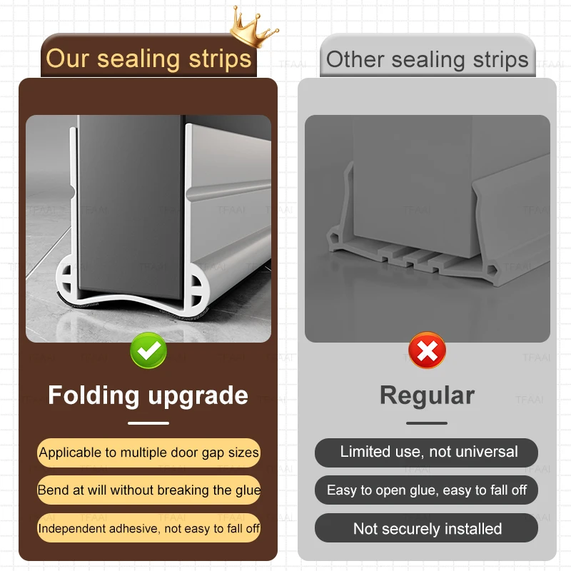 PVC Silent Door Seal Strip Flexible Door Bottom Gap Weather Strip Washable and Wear-resistant Sealing Strip with Under Brush
