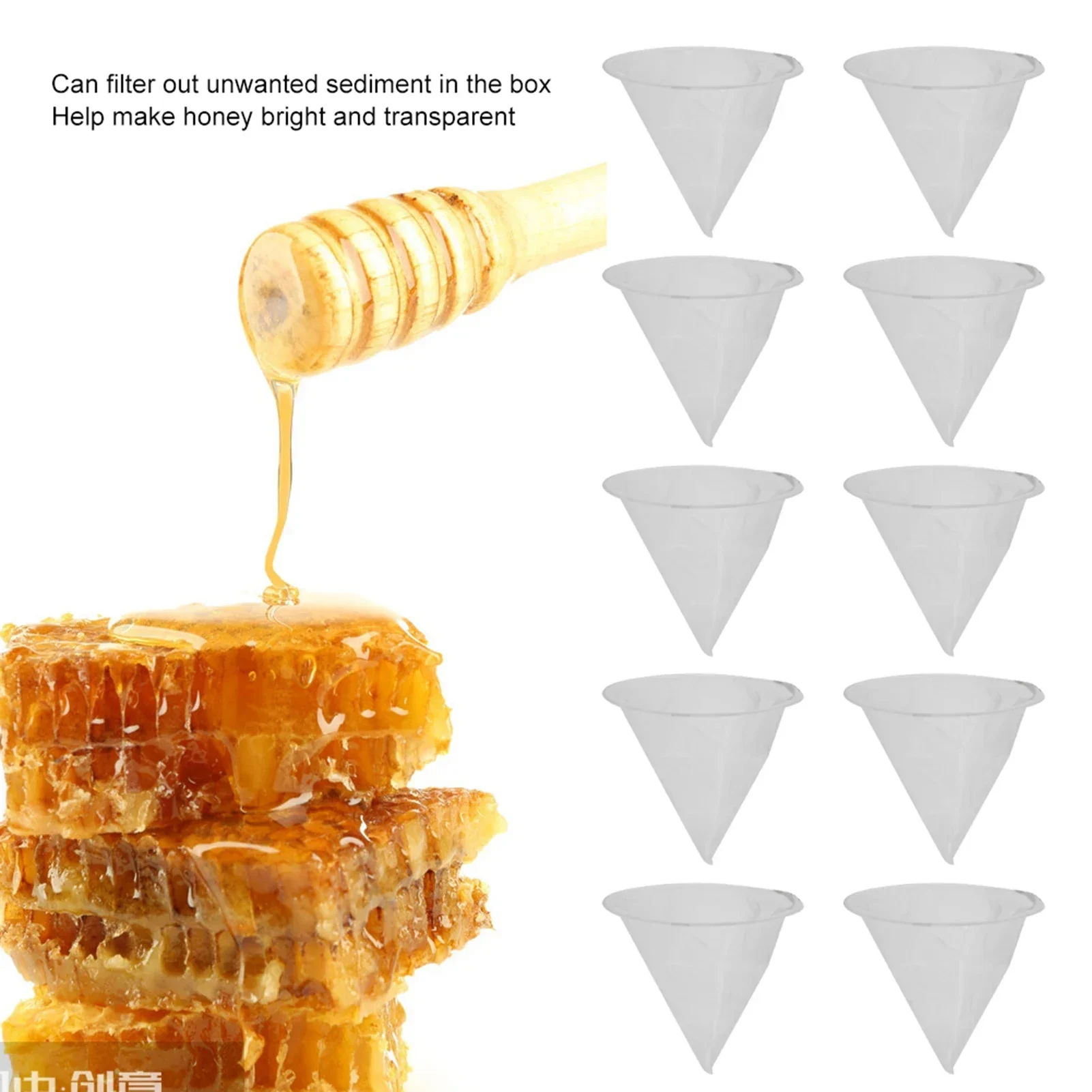 10pcs Honey Strainers Beekeeping Honey Bee Filter Mesh Bag Filters Extract Tools