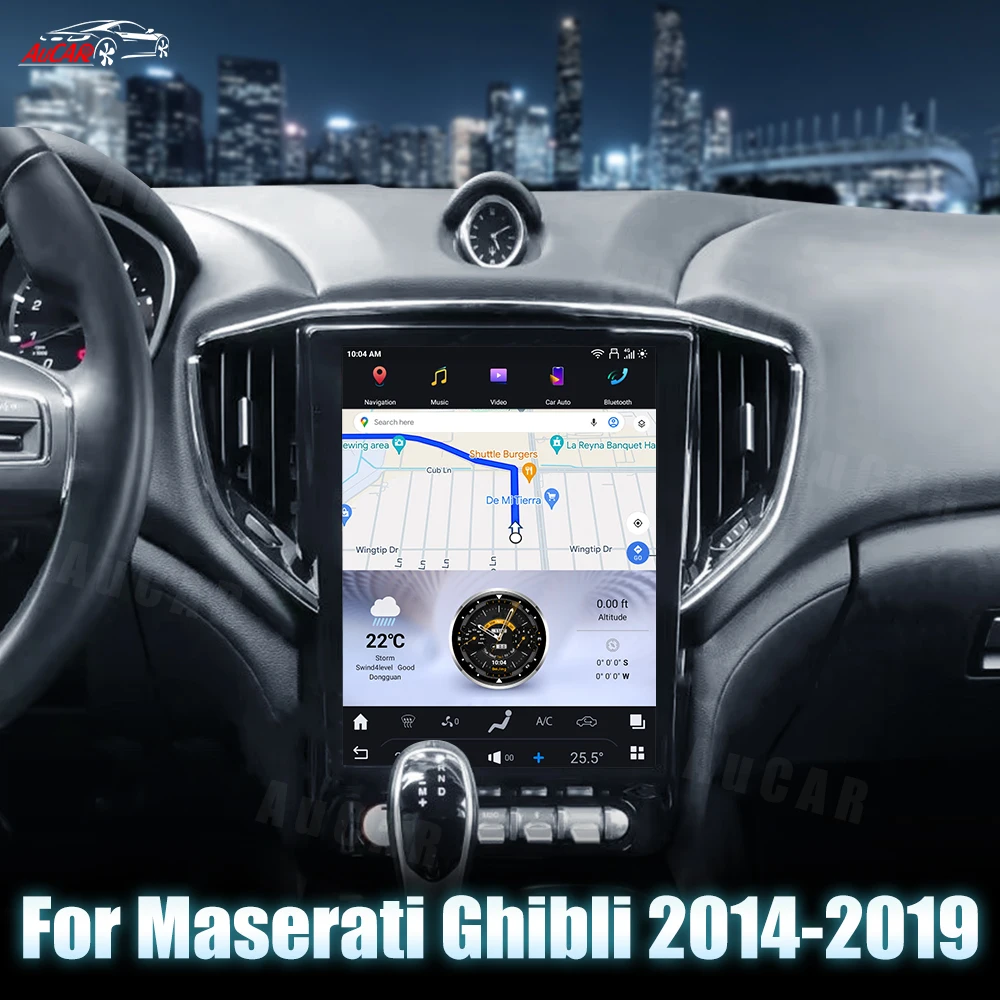 AuCar 12.1inch T-Style GPS Navigation Car Stereo Android 13.0 Head Unit Car Radio For Maserati Ghibli 2014-2019