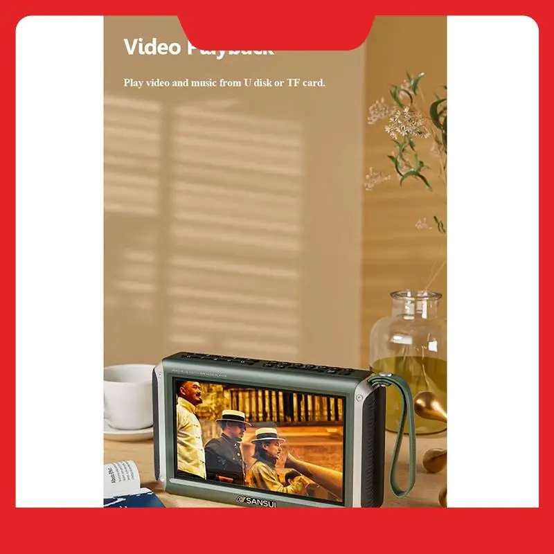 Sansui FM55 Radio 7-Inch FM Radio Receiver MP4 Video Player Stereo Subwoofer Bluetooth Speaker Recorder TF USB Player