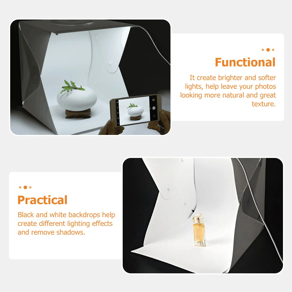 

1 set Led Photography Light Box With Black White Backdrops For Jewelry Photo Tent Kit Soft Lighting Studio Equipment