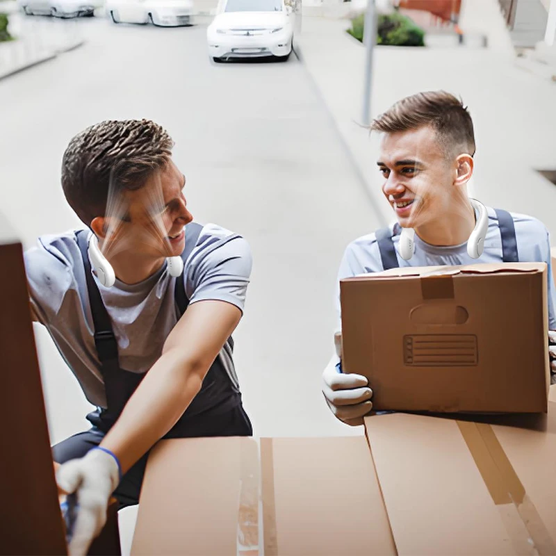 مروحة الرقبة المحمولة 3 سرعات وضع قابل للتعديل لمط الرقبة مروحة نفخ الهواء لتبريد اليد الحرة 4000 مللي أمبير قابلة للشحن