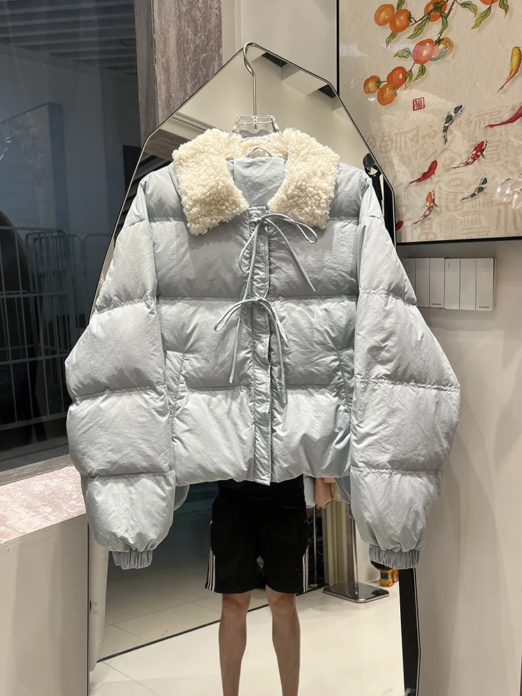 Koreanische Version Lammhaar Kragen Mode Kurze Daunenjacke Frauen 2025, Winter Neue Elegante Pendeln Alter Reduzierung Mantel