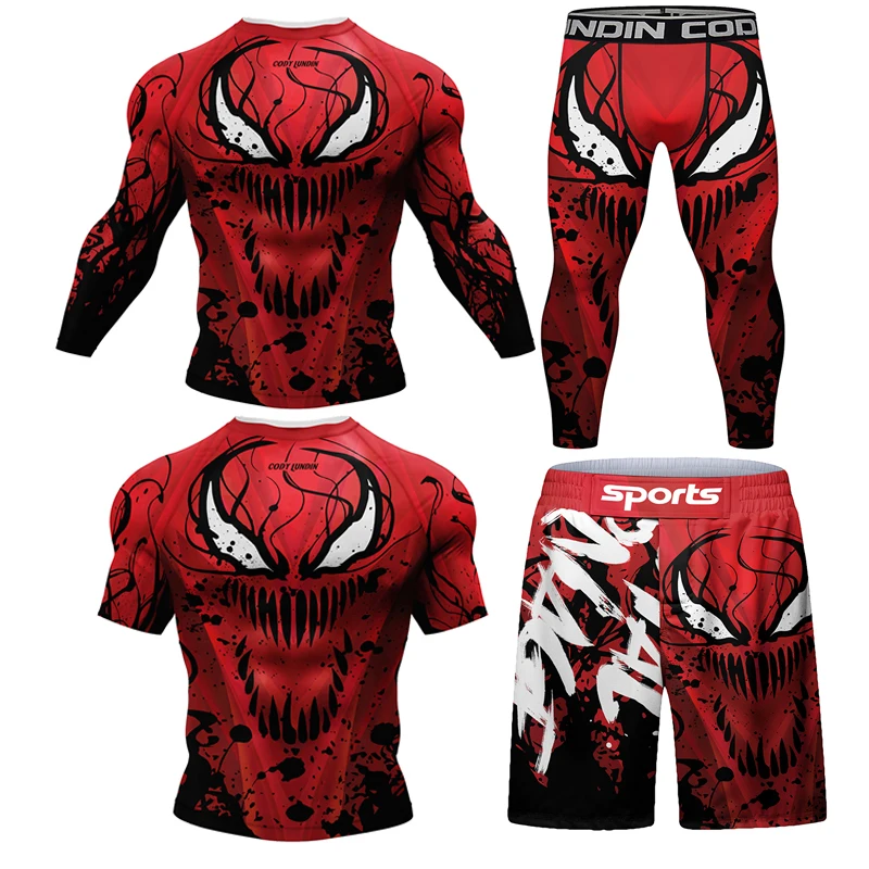 

New mma compression shirt + pantalones Jiu Jitsu bjj rashguard mma t-shirts+Shorts set rash guard gi muay thai boxing jerseys