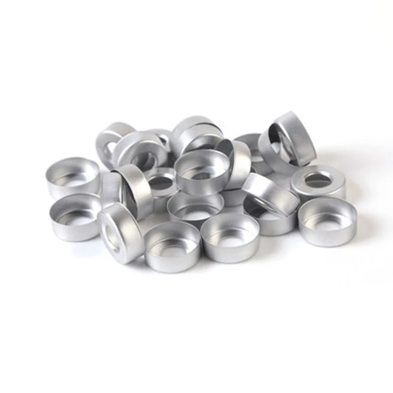 100 sztuk/partia 20mm * 3mm aluminiowa czapka z białym PTFE/niebieski silikonowy septa dla 10ml / 20ml próbki butelki szczęki chromatografia fiolka — zdjęcie 5
