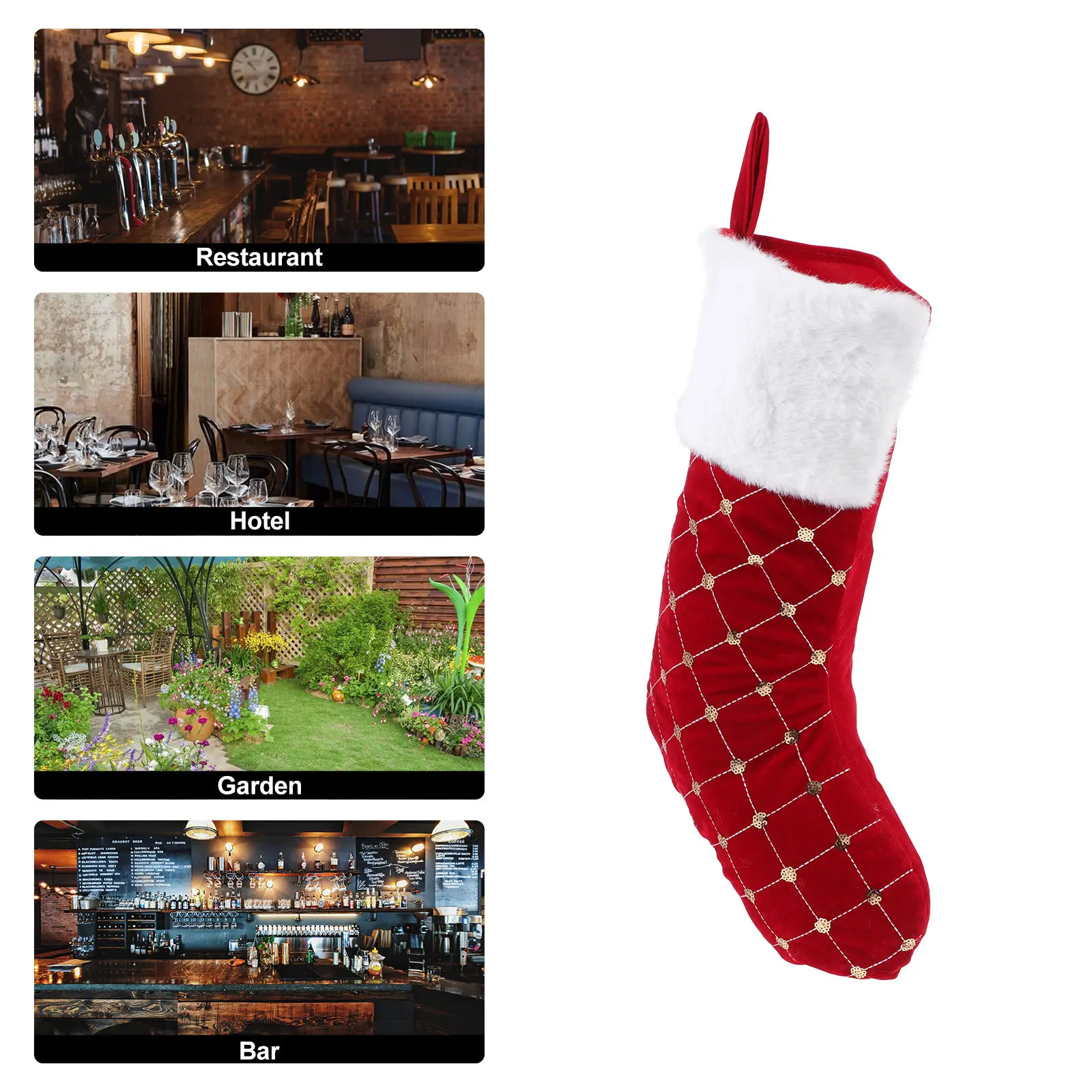 

1Pcs Christmas Sock Candy Bag Comfortable Material Xmas Gift Storage Bag Suitable for Tree Porch Window Decoration