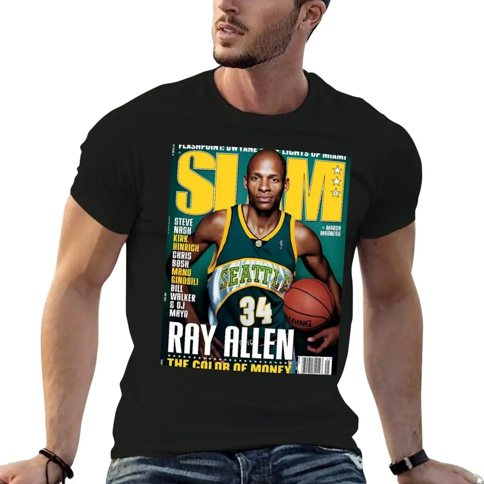 

Ray Allen Slam T-Shirt customs design your own hippie clothes basketball graphic tees graphic t shirts oversized t shirt men