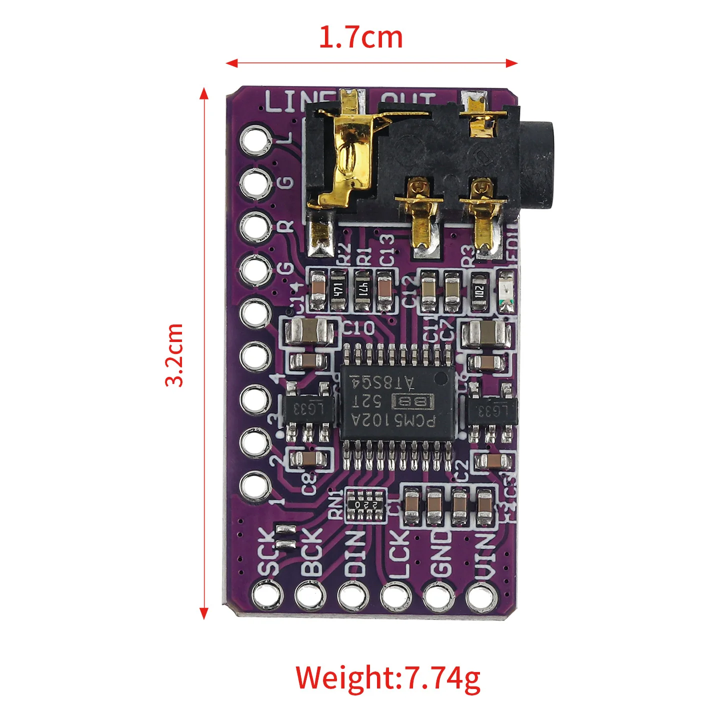 XCW  Interface I2S PCM5102A DAC Decoder GY-PCM5102 I2S Player Module For Raspberry Pi pHAT Format Board Digital Audio Board