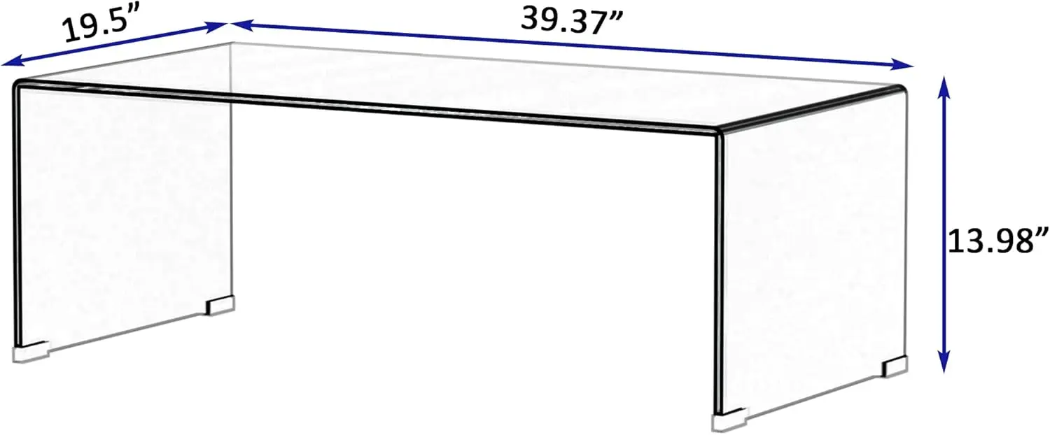 طاولة قهوة لغرفة المعيشة، طاولة مركزية شفافة مع زجاج مقسى 0.47 بوصة، طاولة قهوة حديثة شفافة