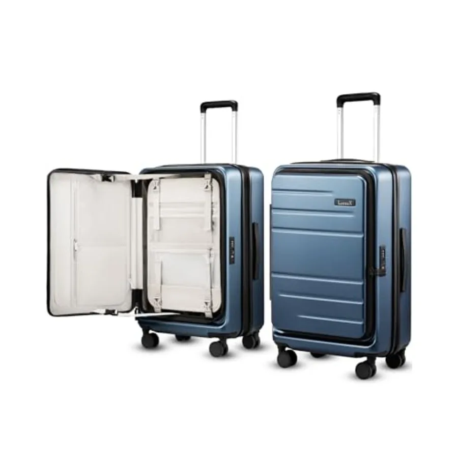 

24-дюймовый расширяемый чемодан из поликарбоната с жестким корпусом, на колесах, с верхним открытием, синий, 63-70 л