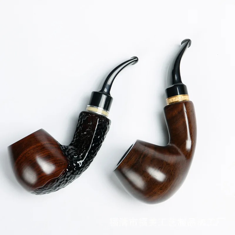 1pc New Handmade Ebony Wood Smoker Smoking Tobacco Pipe Root Smoking Pipes Bent Design For Men Freeshipping