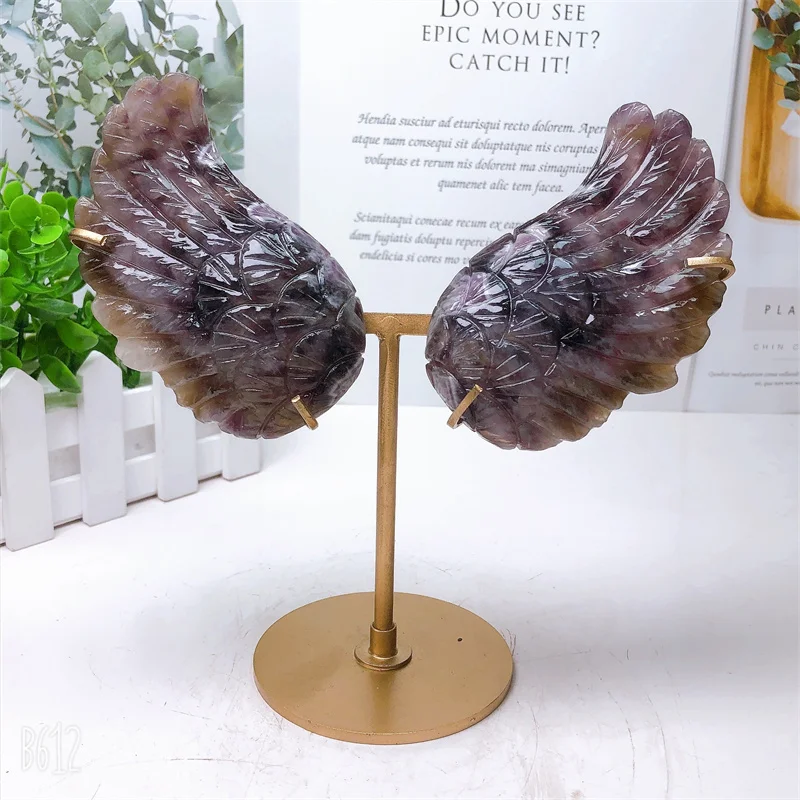 Natural Dream Amethyst Angle Wings Crystal with Stand Energy Gemstone, Healing Stone, DIY Present, Home Decoration