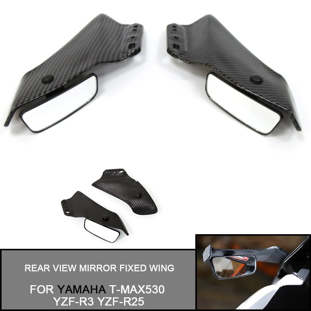 For Yamaha T-MAX530 YZF-R3 YZF-R25 Universal Motorcycle Side Wing Fairing Spoiler Adjustable Flank Spoiler Fairing with Mirrors