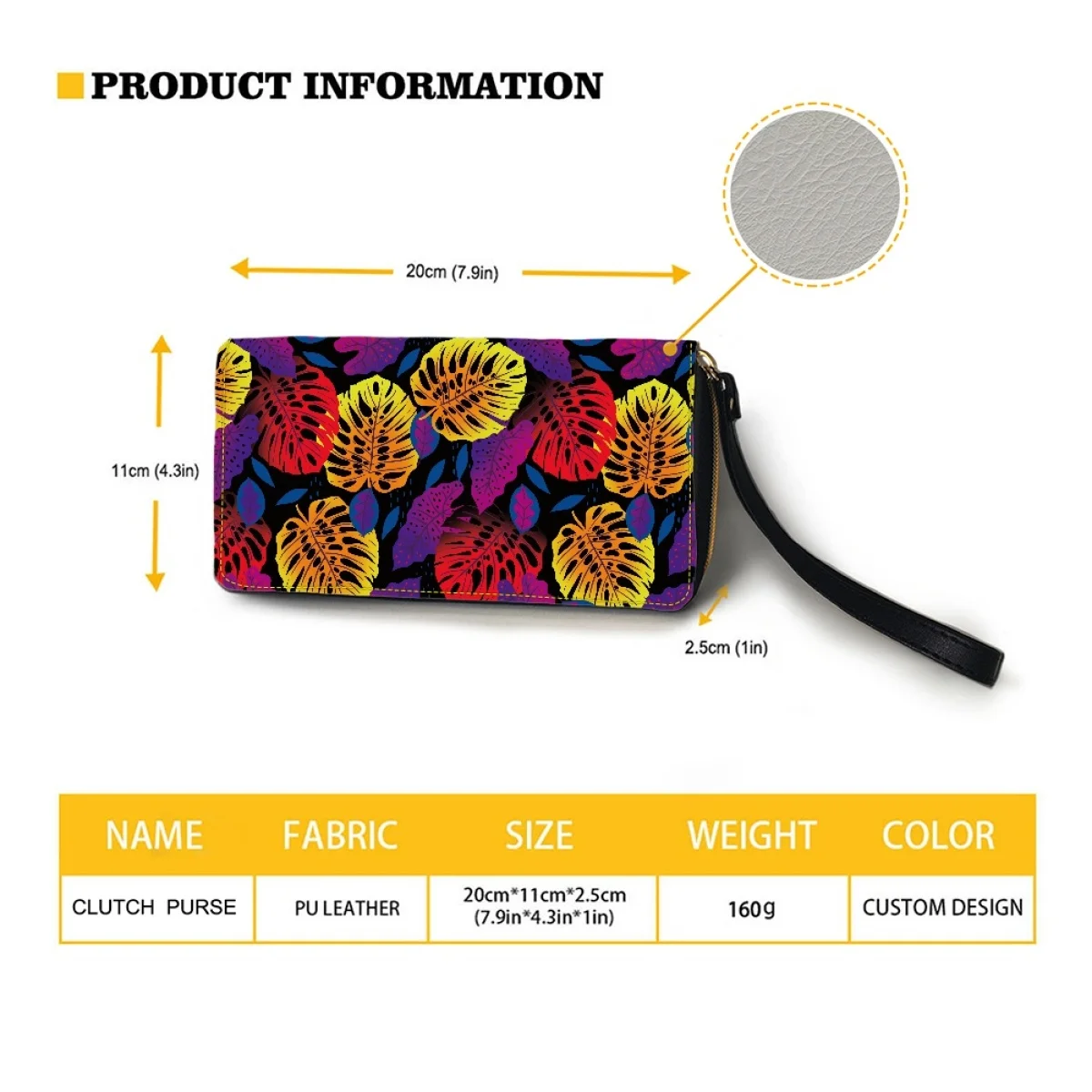 HYCOOL Wallets for Women 2023 Colorful Leaves Print PU Leather Card Holder Organizer Ladies Clutch Travel Purse Wristlet