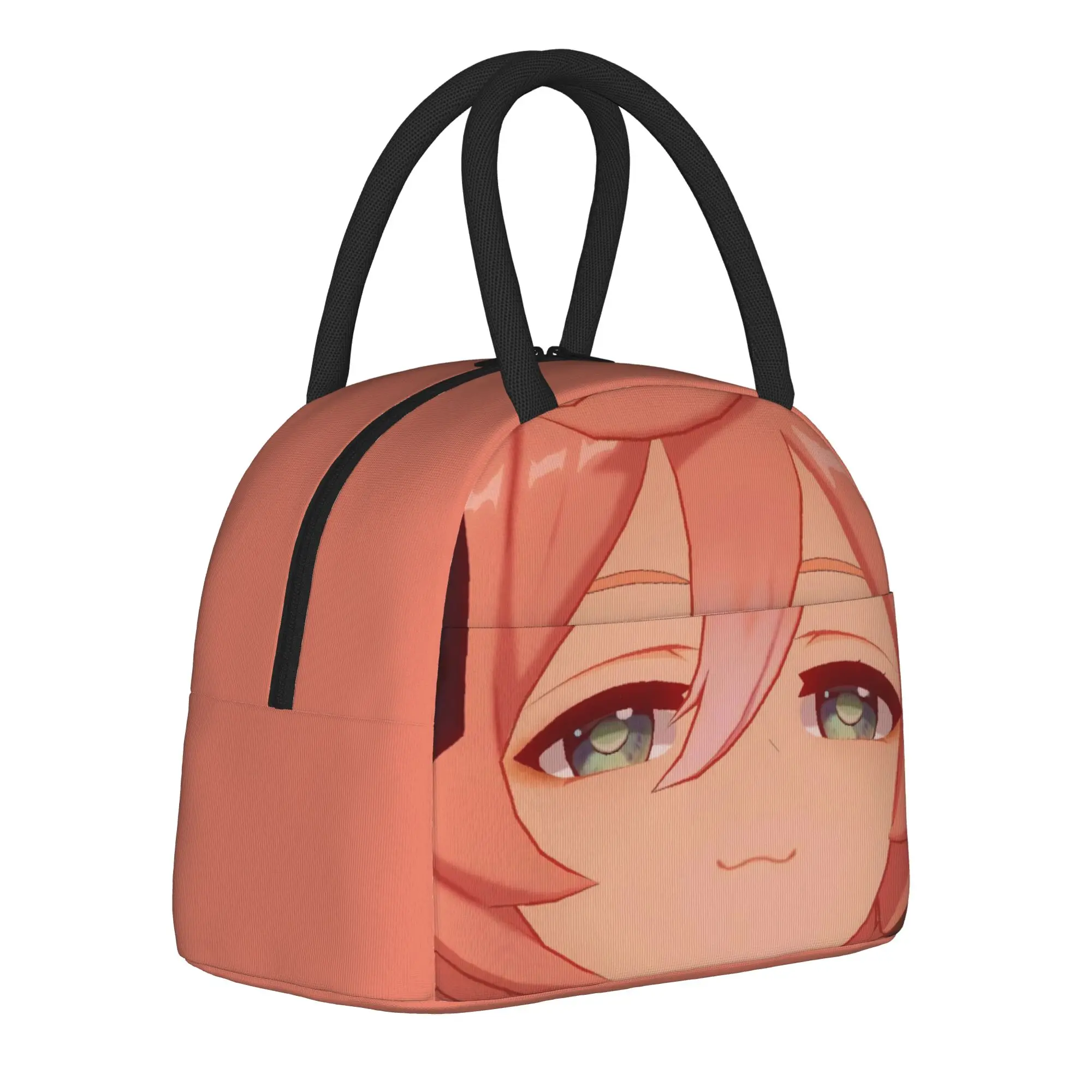 Yanfei Smug Genshins Impact  Insulated Lunch Bags Thermal Bag Lunch Container Kawaii Kaeya Portable Tote Lunch Box Food Handbags