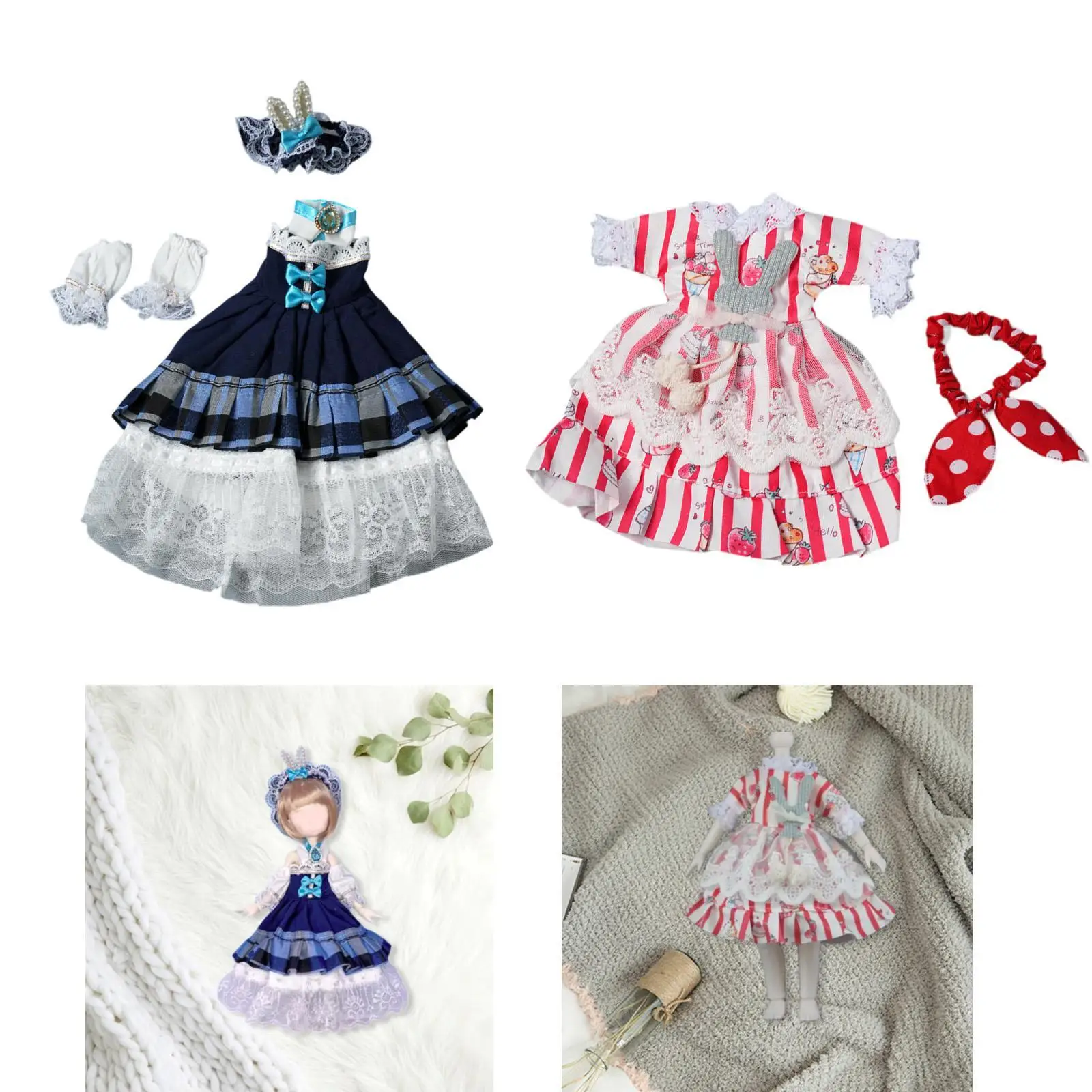 1:6 BJD Doll Lolita Dress Photo Props Educational for Little Girls Cosplay Party Dress Dress up for 11.81'' Action Figure Doll