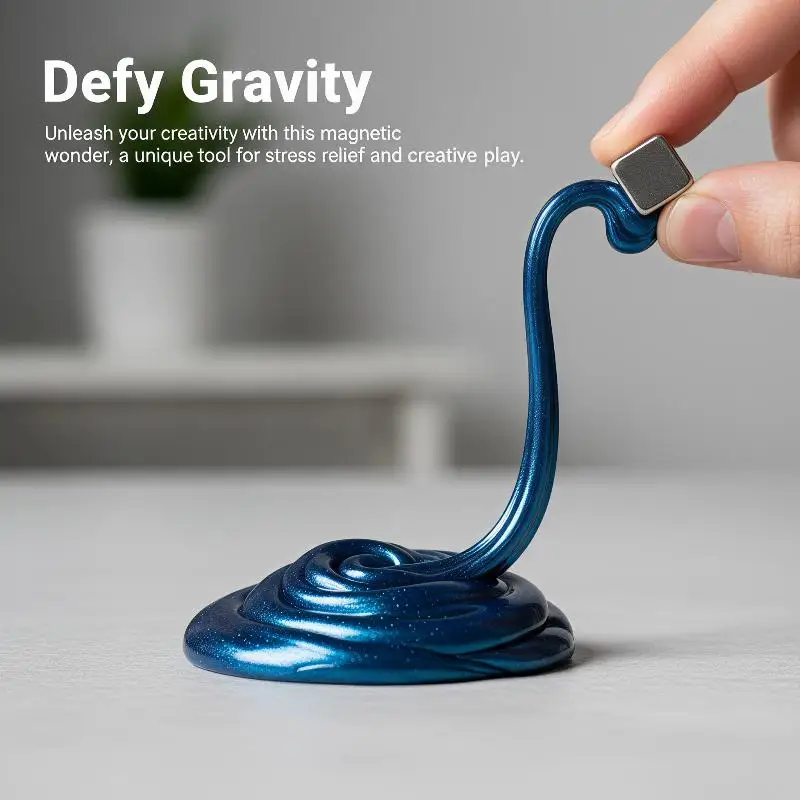 Magnetic Putty Slime Gravity Defying Magnet Toy Black Tech Science Kit Educational Fidget Toy For Elementary School Students