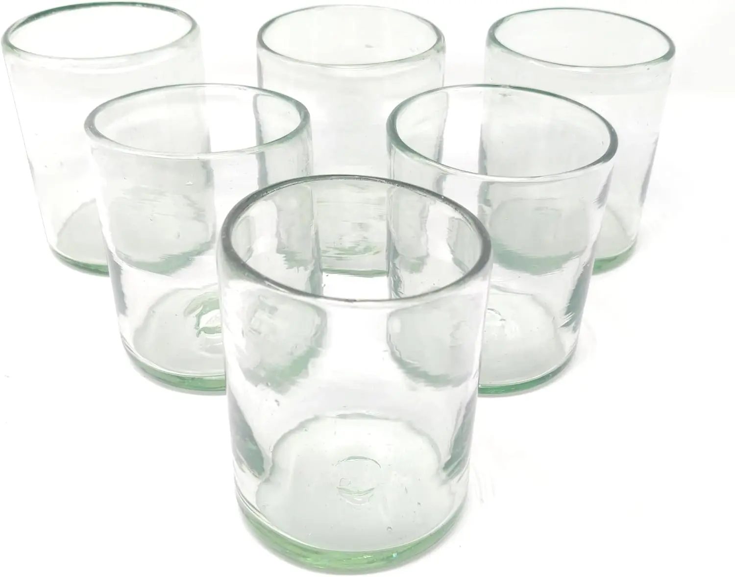 

Hand Blown Mexican Drinking Glasses \u2013 Set of 6 Natural Clear Tumbler Glasses (10 oz each)