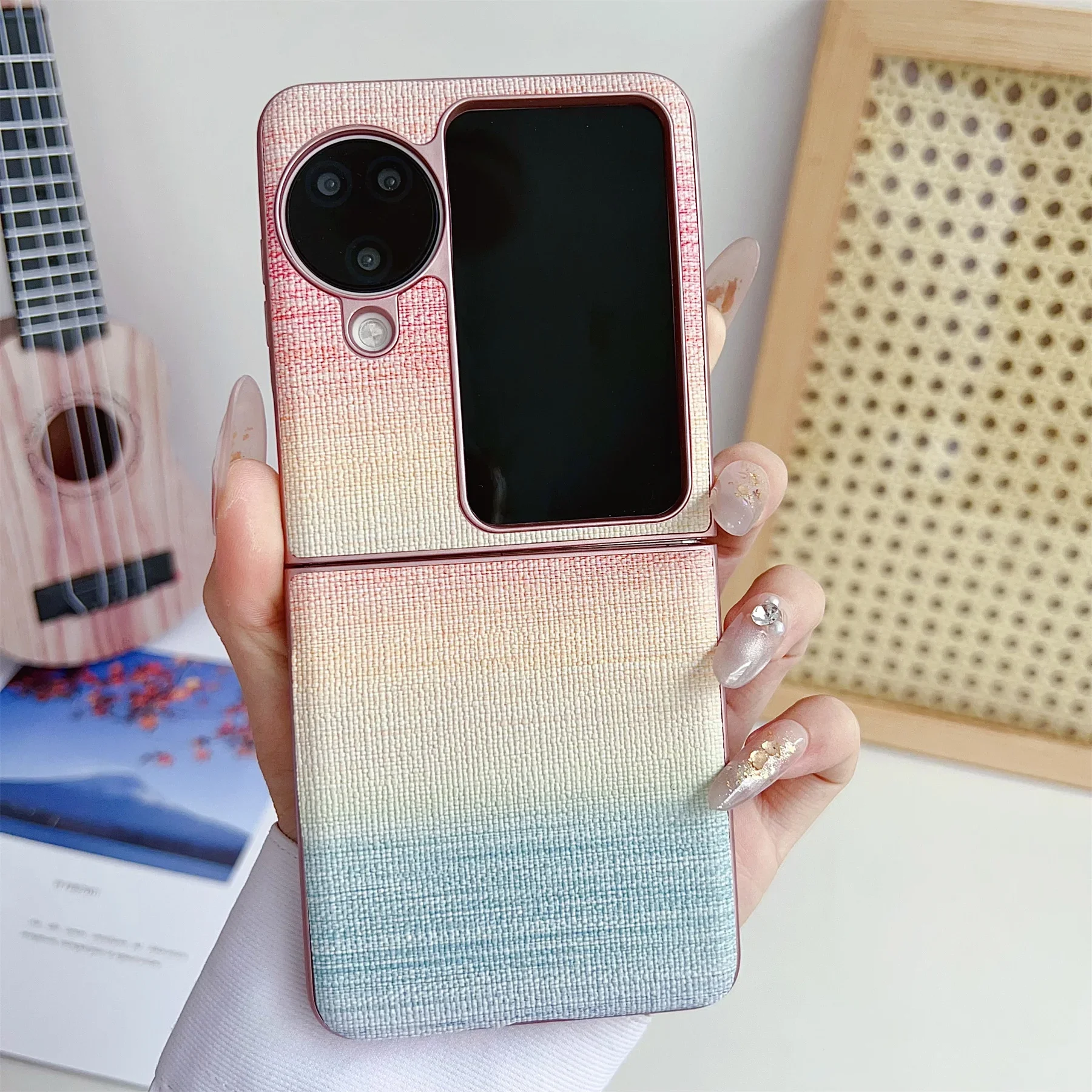 New Korean Cute Rainbow Color Phone Case for OPPO Find N2 FLIP Find N3 Flip N2Flip N3Flip Back Cover Funda for Girl Gift