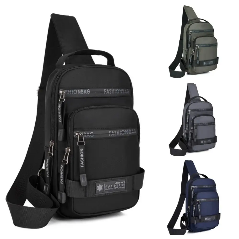 

Простая мужская нагрудная сумка с несколькими карманами, тканевая многофункциональная спортивная сумка для сообщений, сумка через плечо на молнии, дорожная сумка